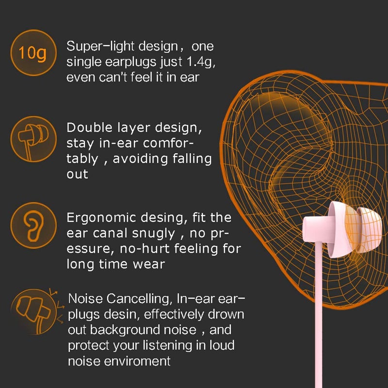 MAXROCK (TM Total Soft Silicon Headphones with Mic Sleep Travel Choice for Cellphones Tablets and 3.5mm Jack (Light Pink) - Image 5